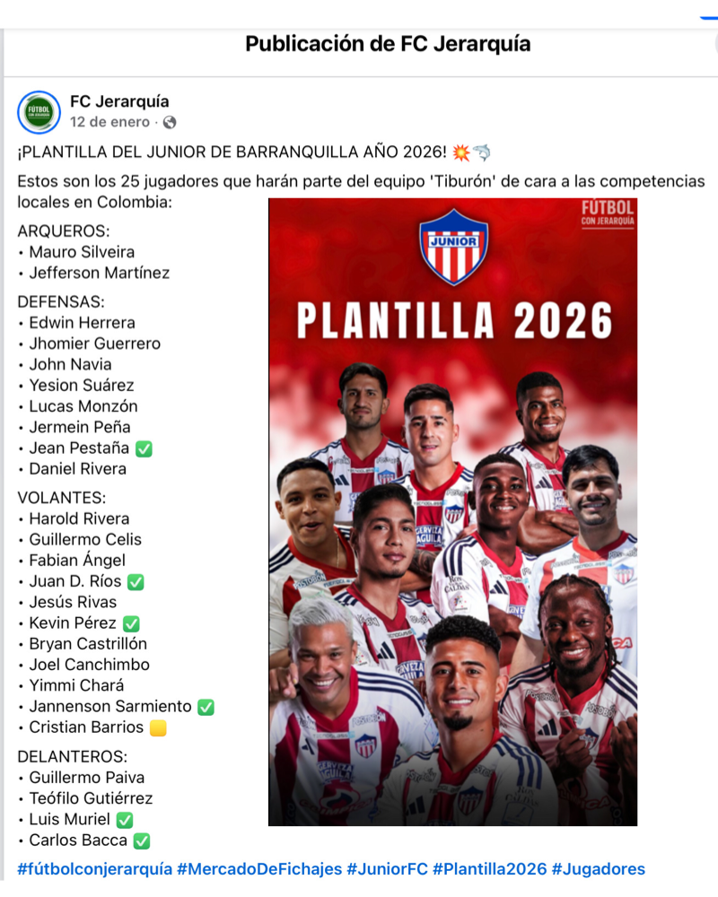 Póster Plantilla Junior 2026